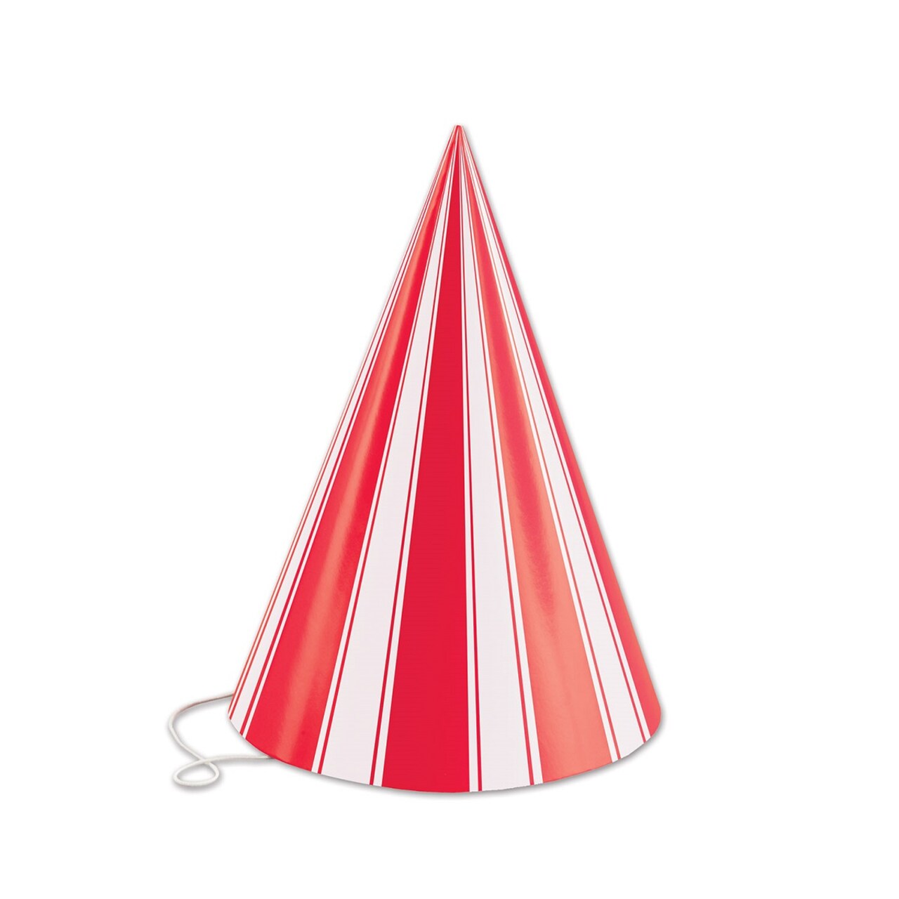 Beistle Club Pack of 144 Red and White Striped Fun and Festive Party Cone Hat 6.25"